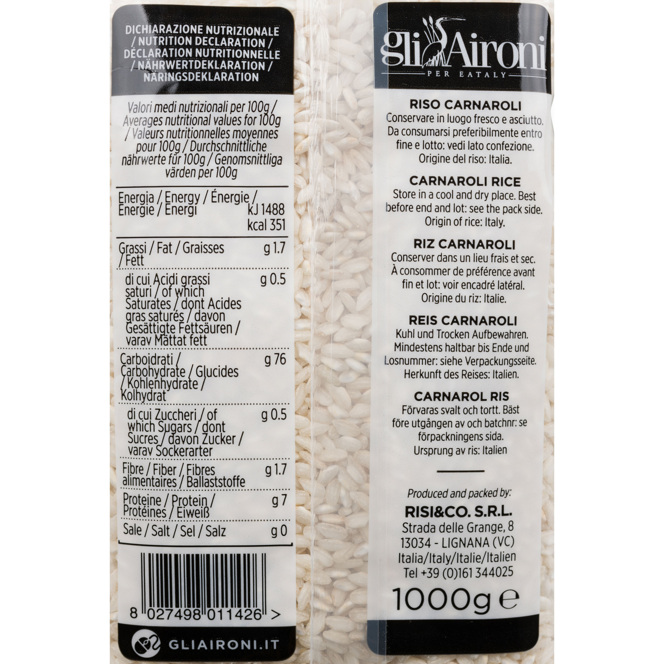 Riso Carnaroli 1kg Gli Aironi Eataly