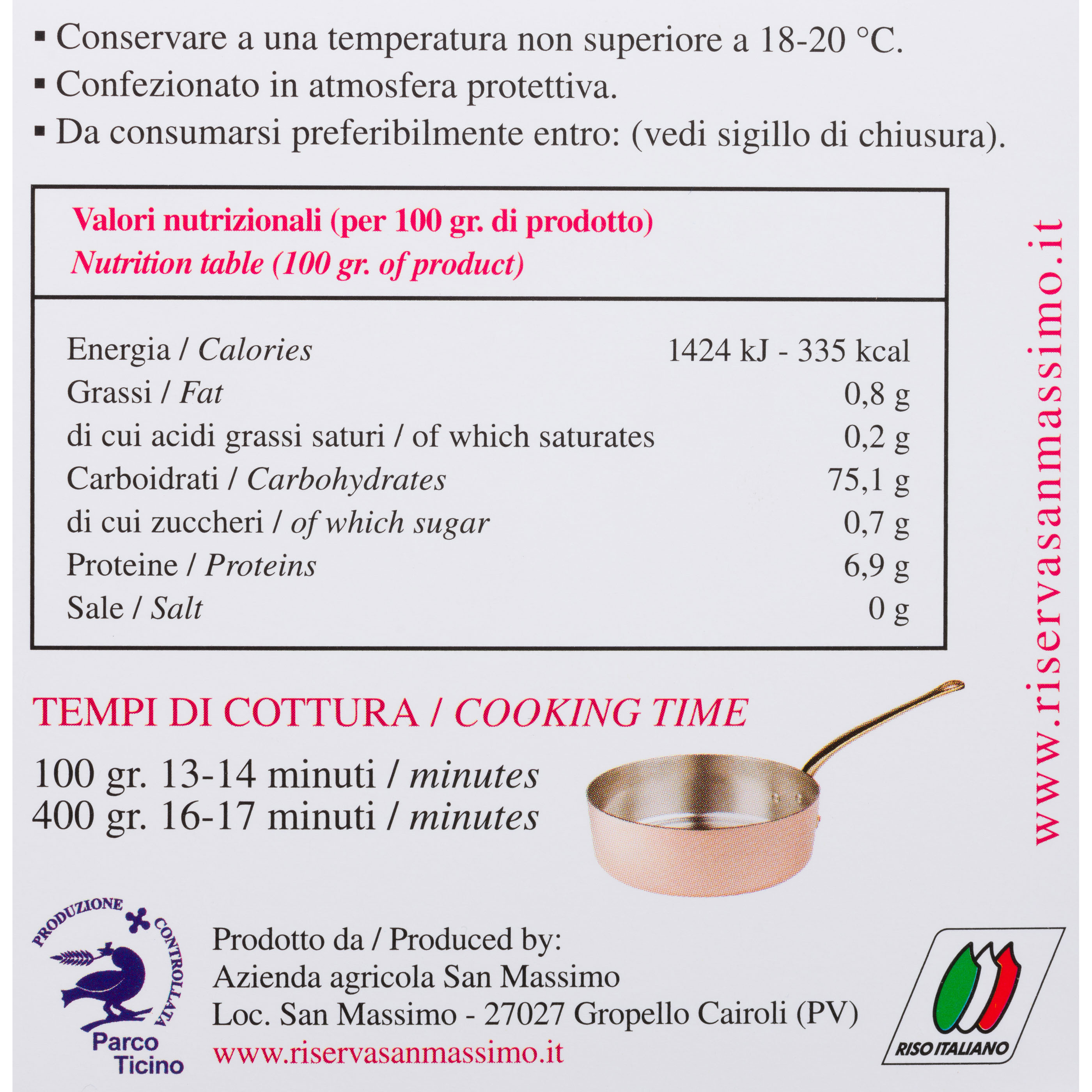 Riso Carnaroli Superfino 500g Riserva San Massimo Eataly
