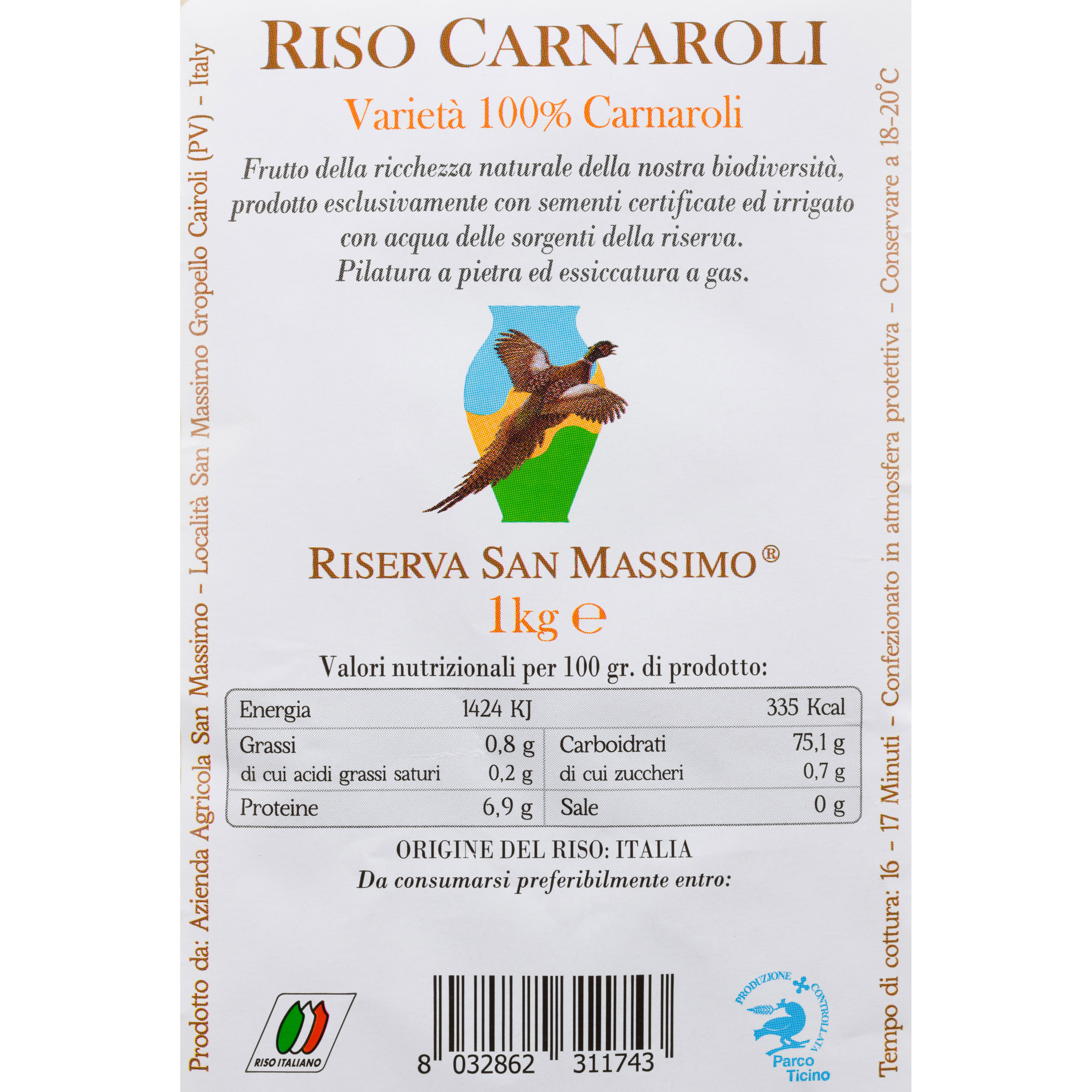 Riso Carnaroli Superfino 1Kg Riserva San Massimo Eataly