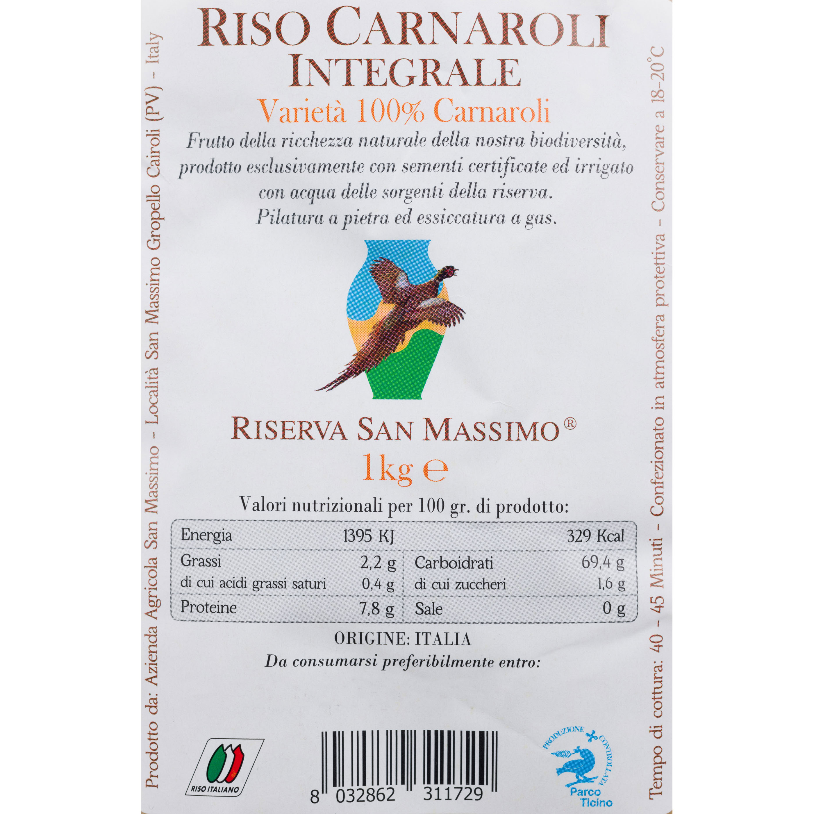 Riso Carnaroli Superfino Intero 1 Kg Riserva San Massimo Eataly